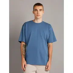 CALVIN KLEIN - Polera Woven Label Relaxed Azul