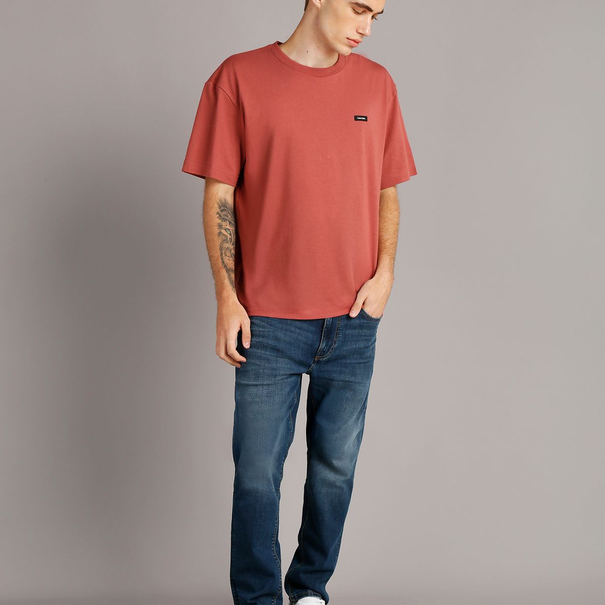 CALVIN KLEIN - Polera Comfort Cotton Rojo Calvin Klein