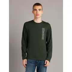 CALVIN KLEIN - Polera LS Horizontal Logo Verde M14