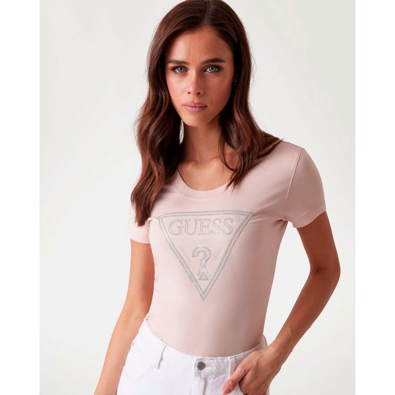 GUESS - Polera Ss Cn Shiny Triangle Tee Rosado Guess
