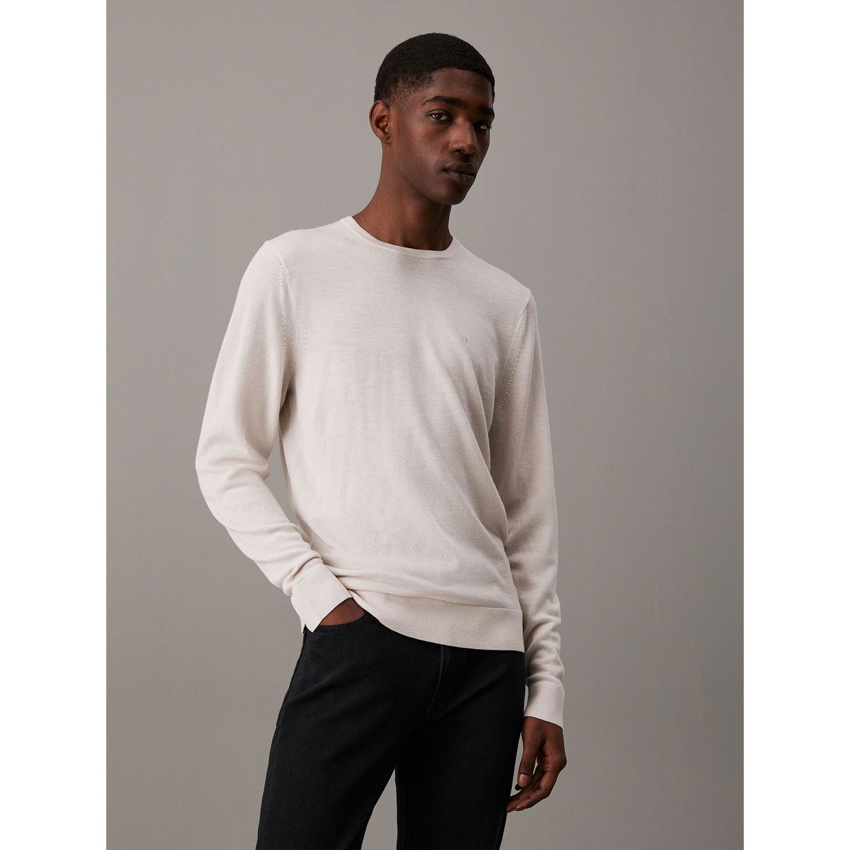 CALVIN KLEIN - Sweater Superior Wool Crew Neck Swea Blanco Calvin Klein