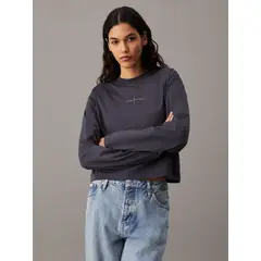 CALVIN KLEIN - Polera LS Monologo Loose Gris