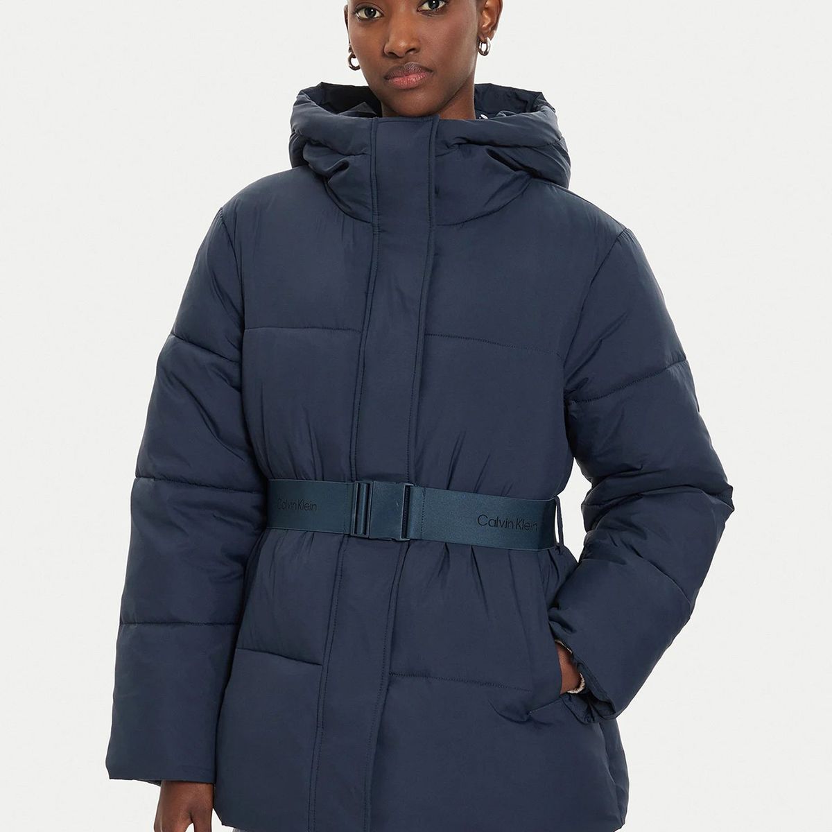 CALVIN KLEIN - Parka Logo Belt Puffer Azul Calvin Klein