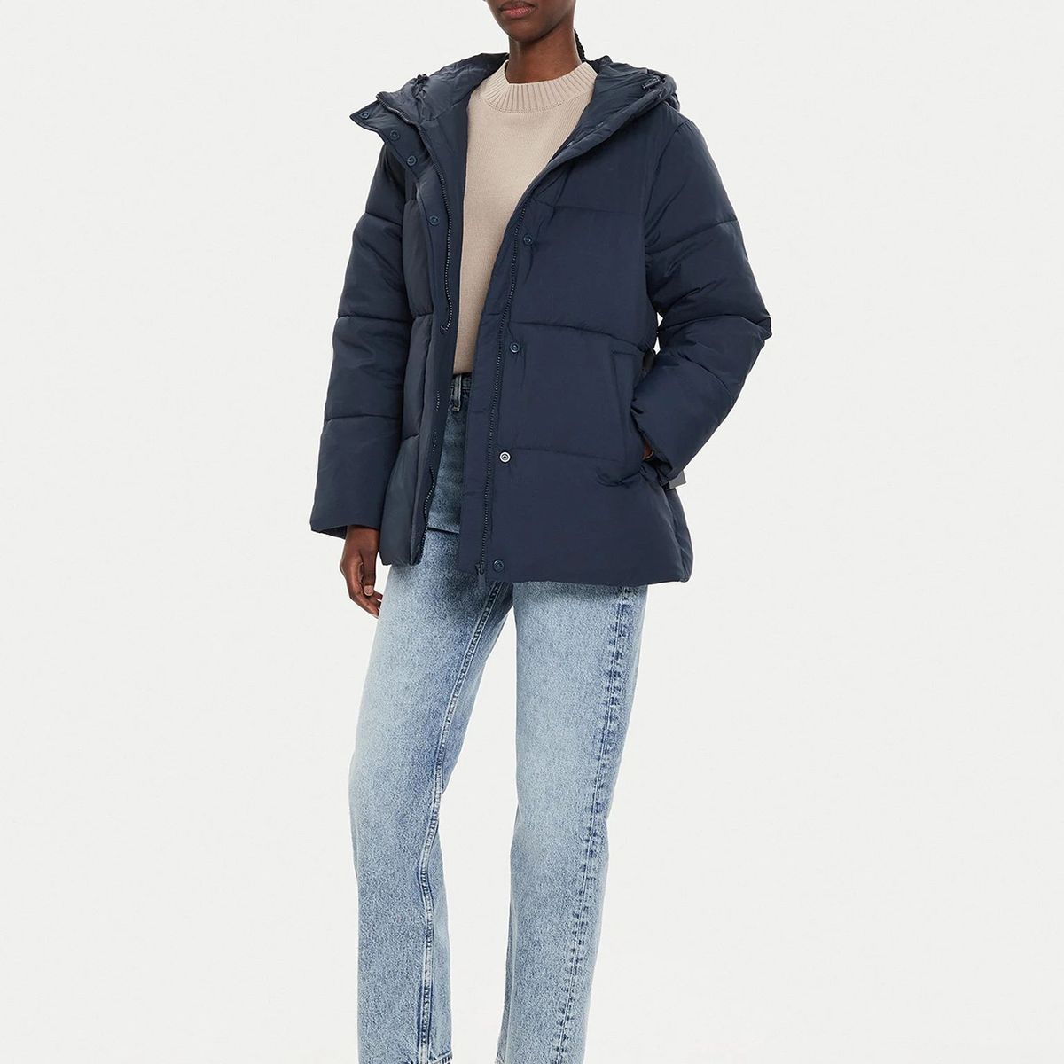 CALVIN KLEIN - Parka Logo Belt Puffer Azul Calvin Klein