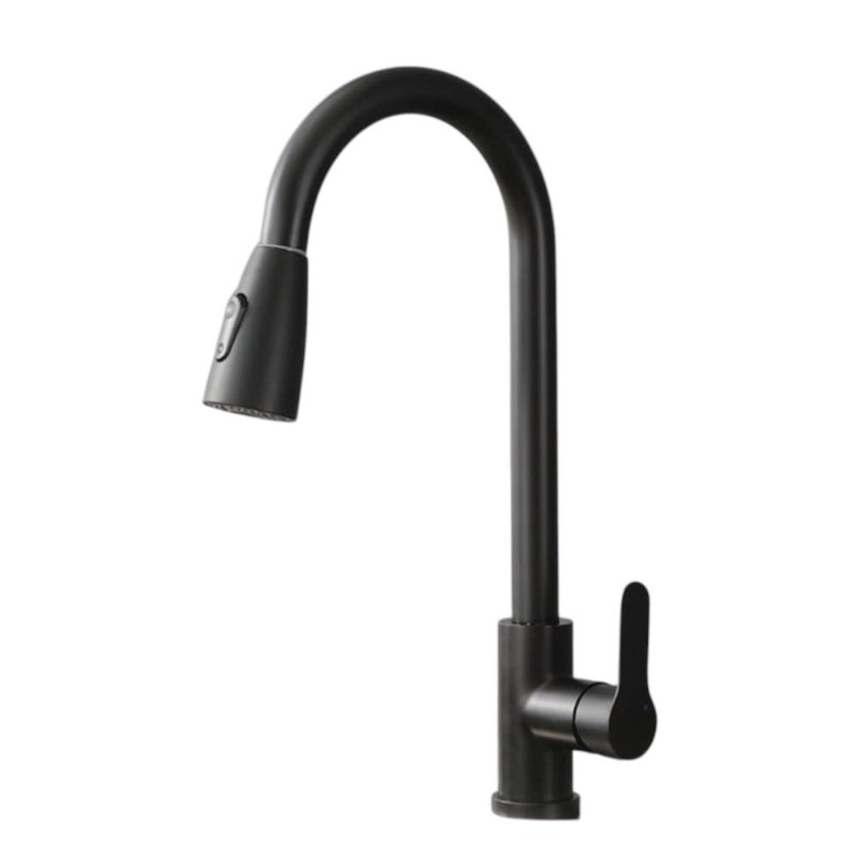 GENERICO - Llave Lavaplatos Monomando Acero Inoxidable Extraíble Negro