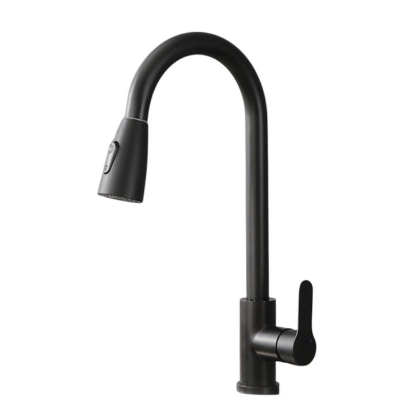 GENERICO - Llave Lavaplatos Monomando Acero Inoxidable Extraíble Negro