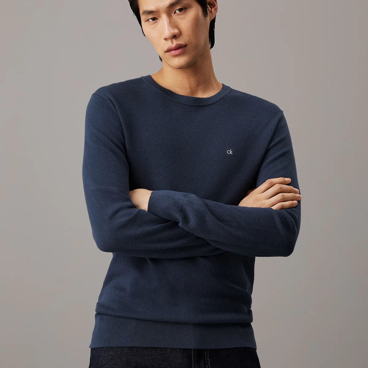 CALVIN KLEIN - Sweater Micro Pique Structure Sweater Azul Calvin Klein