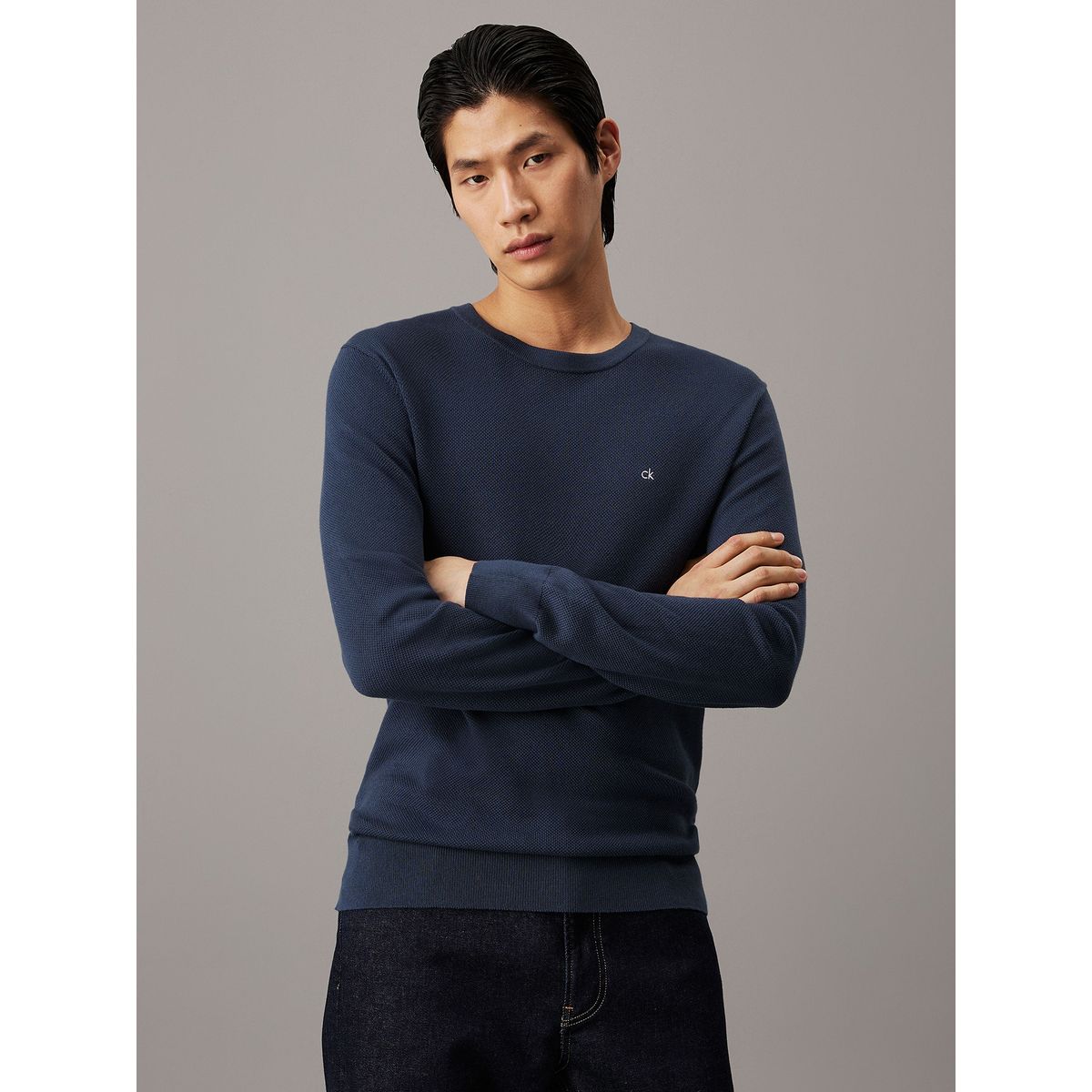 CALVIN KLEIN - Sweater Micro Pique Structure Sweater Azul Calvin Klein