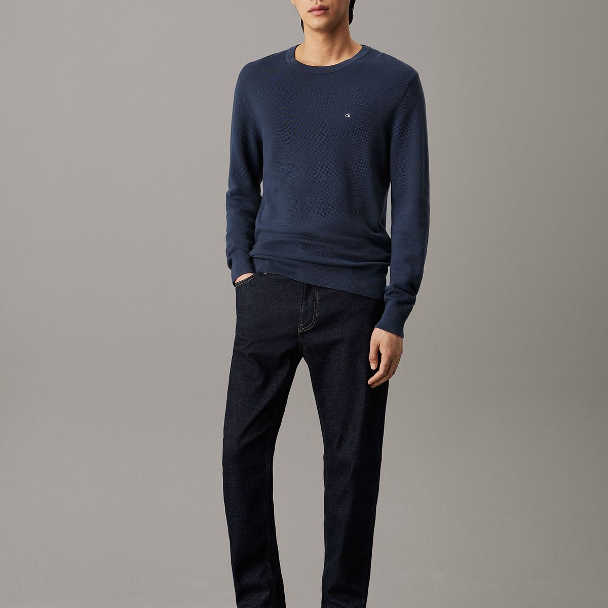 CALVIN KLEIN - Sweater Micro Pique Structure Sweater Azul Calvin Klein