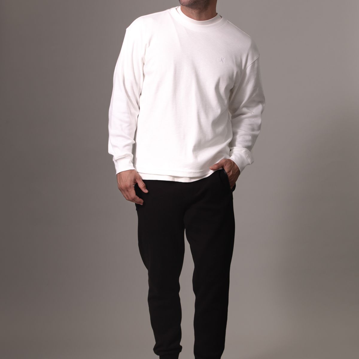 CALVIN KLEIN - Polera LS Slub Rib Blanco Calvin Klein