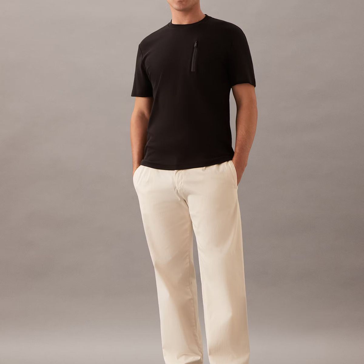CALVIN KLEIN - Polera Lux Tech Zip Pocket Negro Calvin Klein