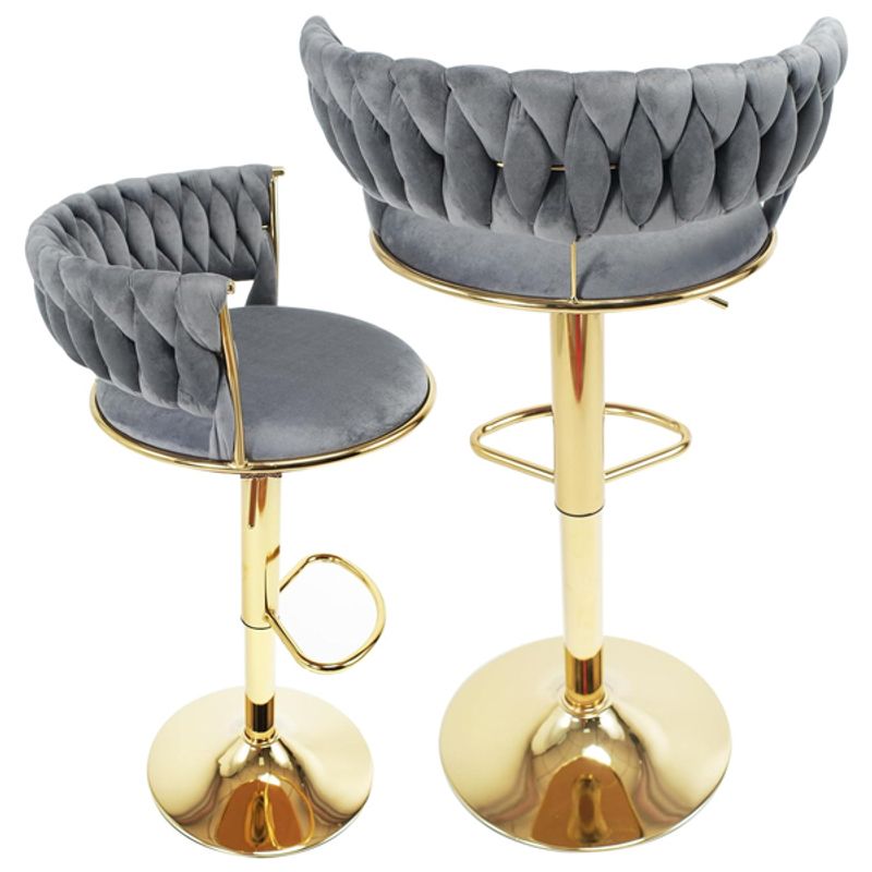 GENERICO - Pack de 2 Taburetes Queen velvet gold gris