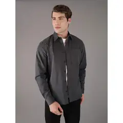 CALVIN KLEIN - Camisa utility melange Gris