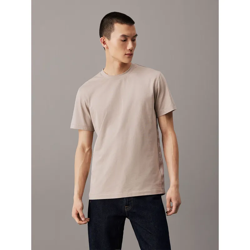CALVIN KLEIN - Polera Logo Tape Beige Calvin Klein
