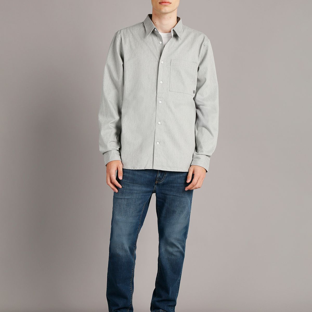 CALVIN KLEIN - Camisa Utility Melange Gris Calvin Klein