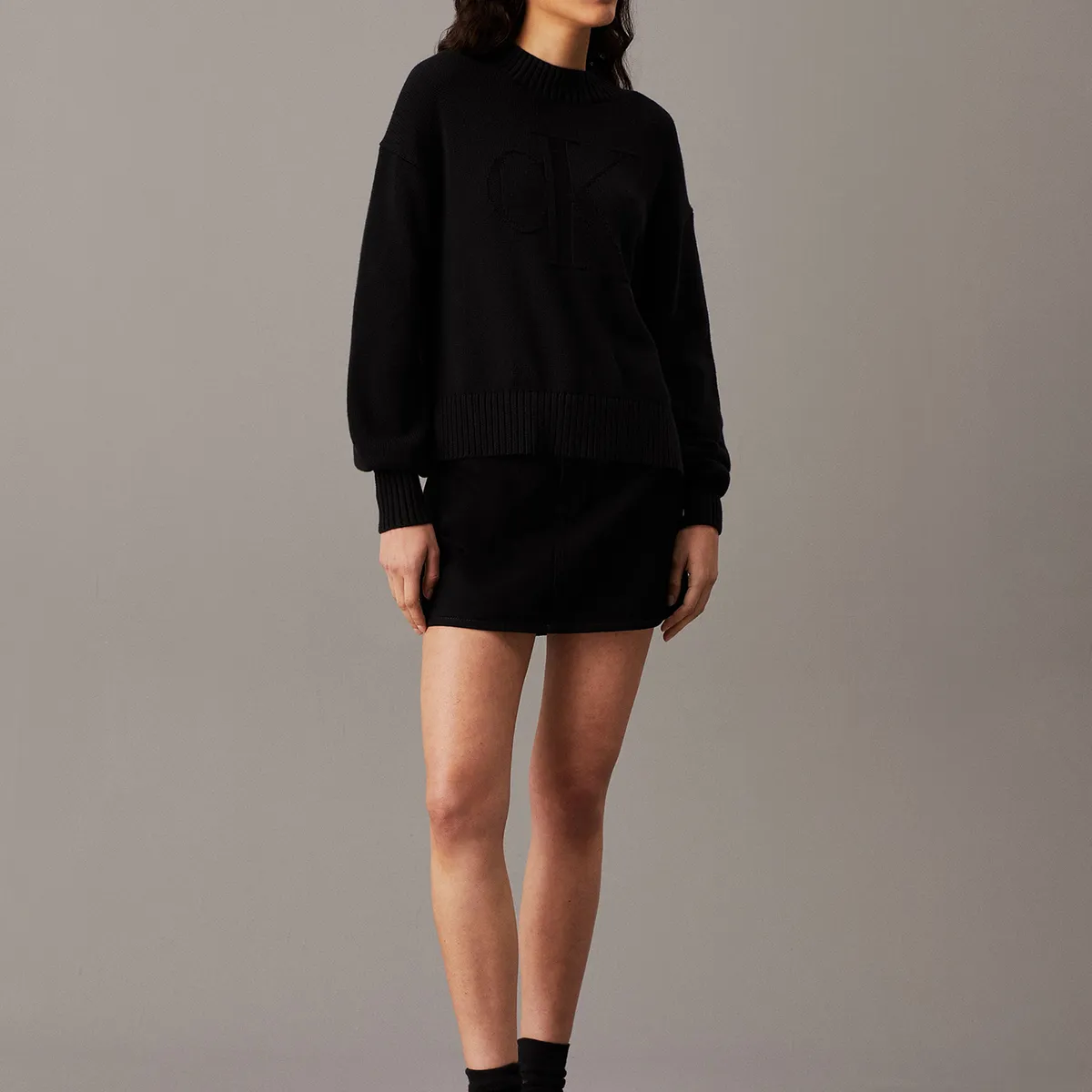 CALVIN KLEIN - Sweater Ck Intarsia Loose Negro Calvin Klein