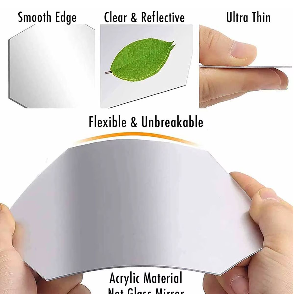 GENERICO - Pack X15 Vinilo Espejo Pared Adhesivo Hexagonal Decorativo