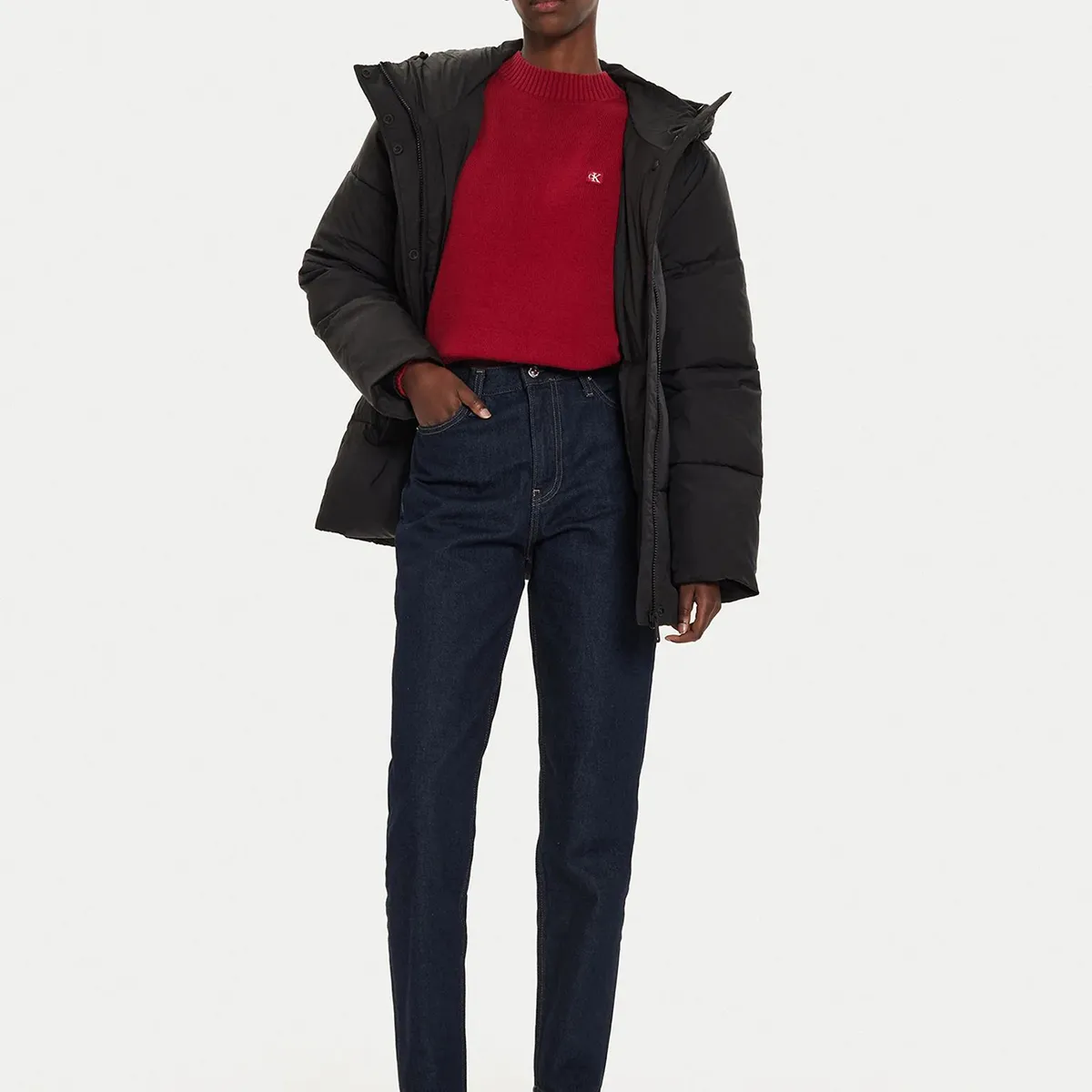 CALVIN KLEIN - Parka Logo Belt Puffer Negro Calvin Klein