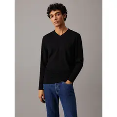 CALVIN KLEIN - Sweater Superior Wool Vneck Sweater Negro
