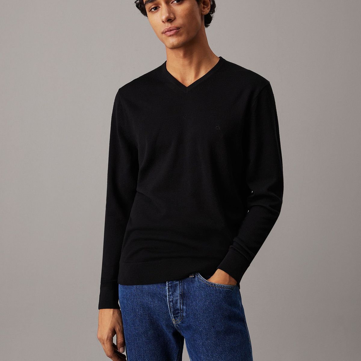 CALVIN KLEIN - Sweater Superior Wool Vneck Sweater Negro Calvin Klein