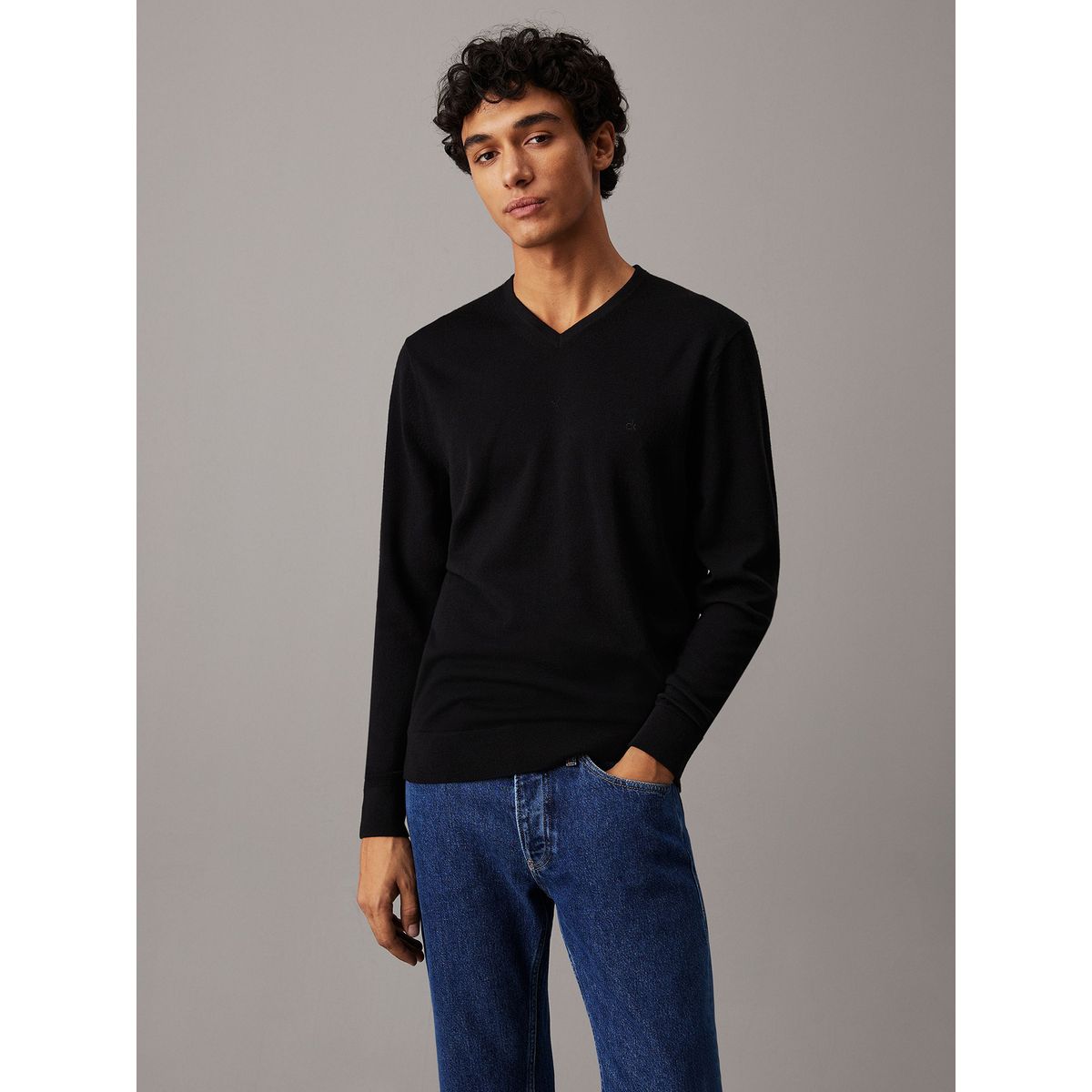 CALVIN KLEIN - Sweater Superior Wool Vneck Sweater Negro Calvin Klein