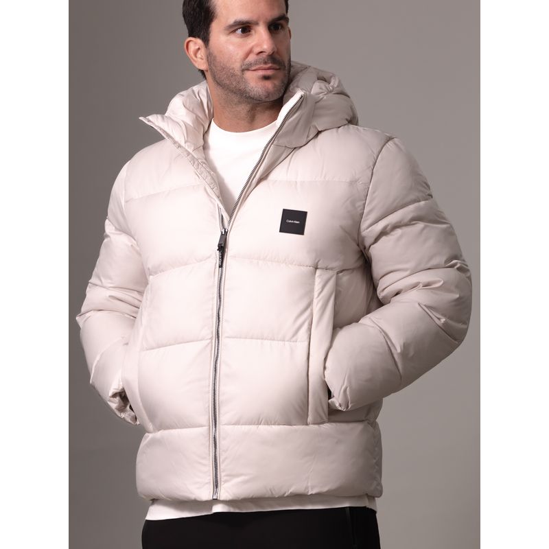 CALVIN KLEIN - Parka con Gorro Quilt Puffer Crema Calvin Klein