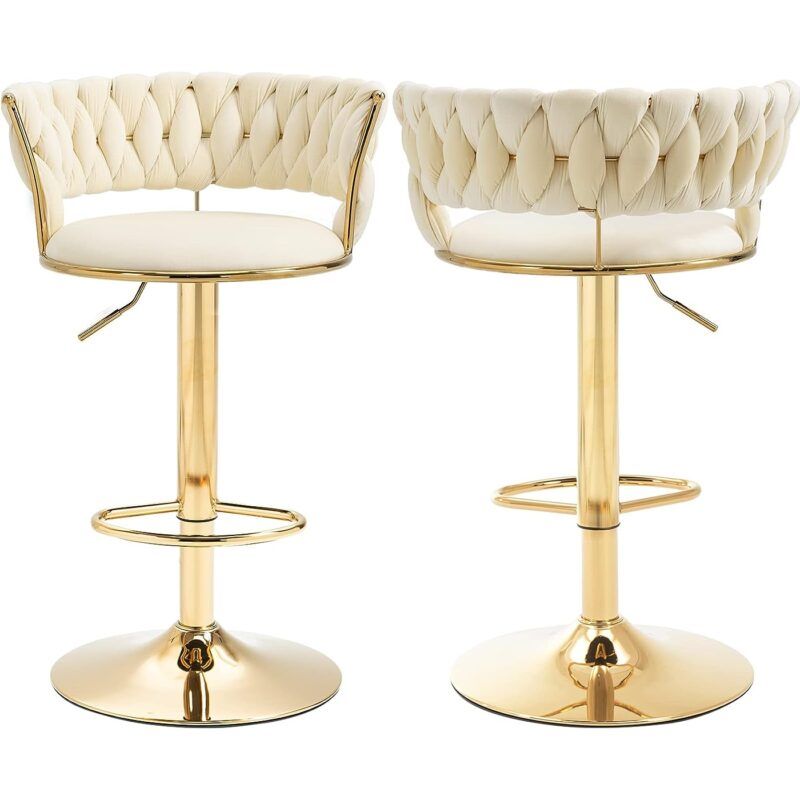 GENERICO - Pack de 2 Taburetes Queen velvet gold beige