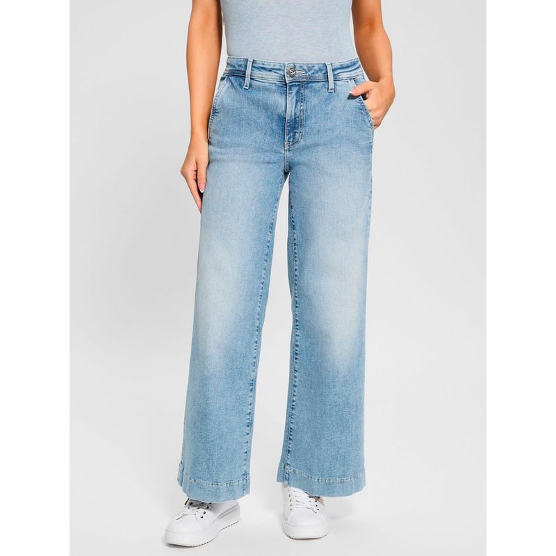GUESS - Jeans Zoya Wide Leg Crop Azul Guess