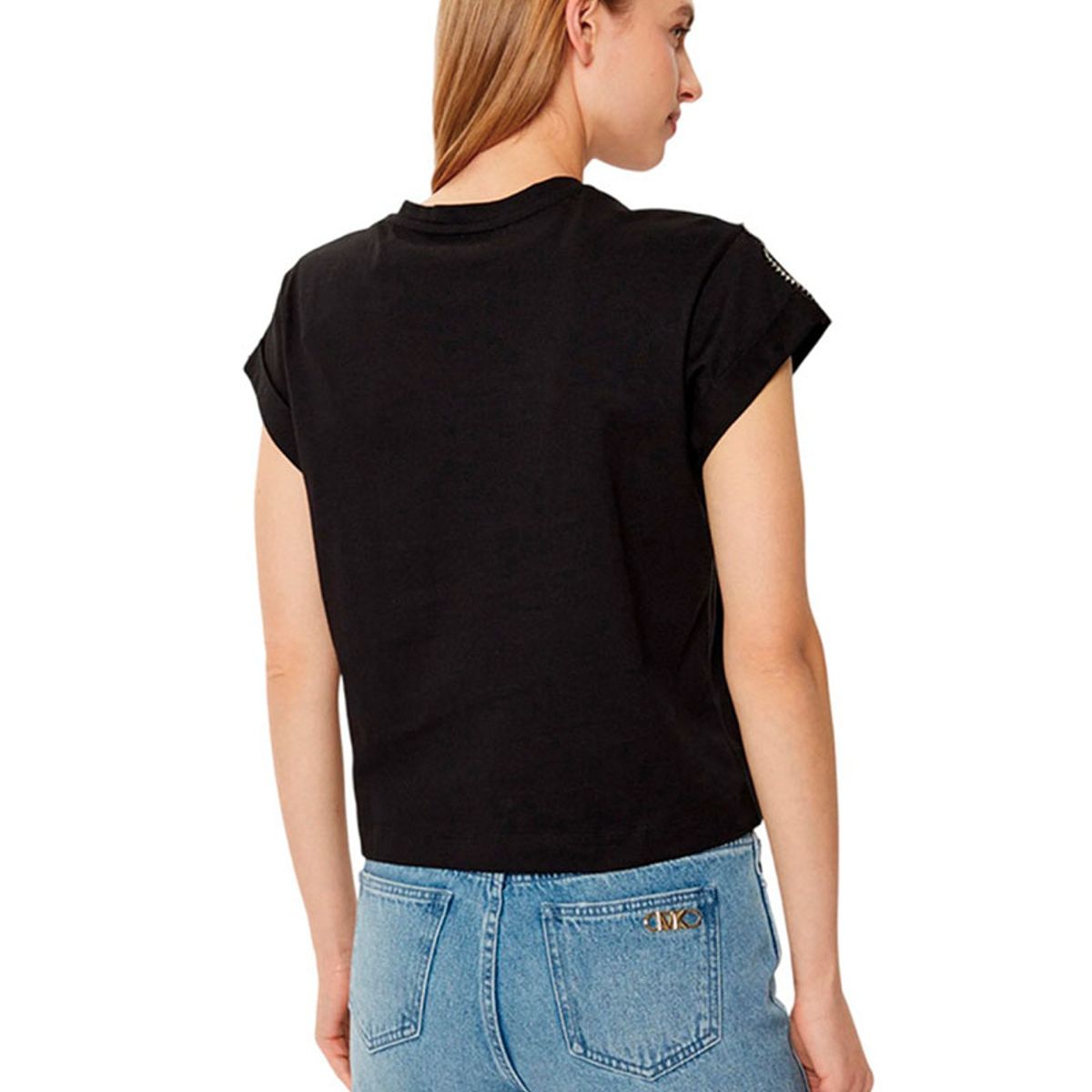 GUESS - Polera Ss Cn Sleeves Strass Detail Negro Guess