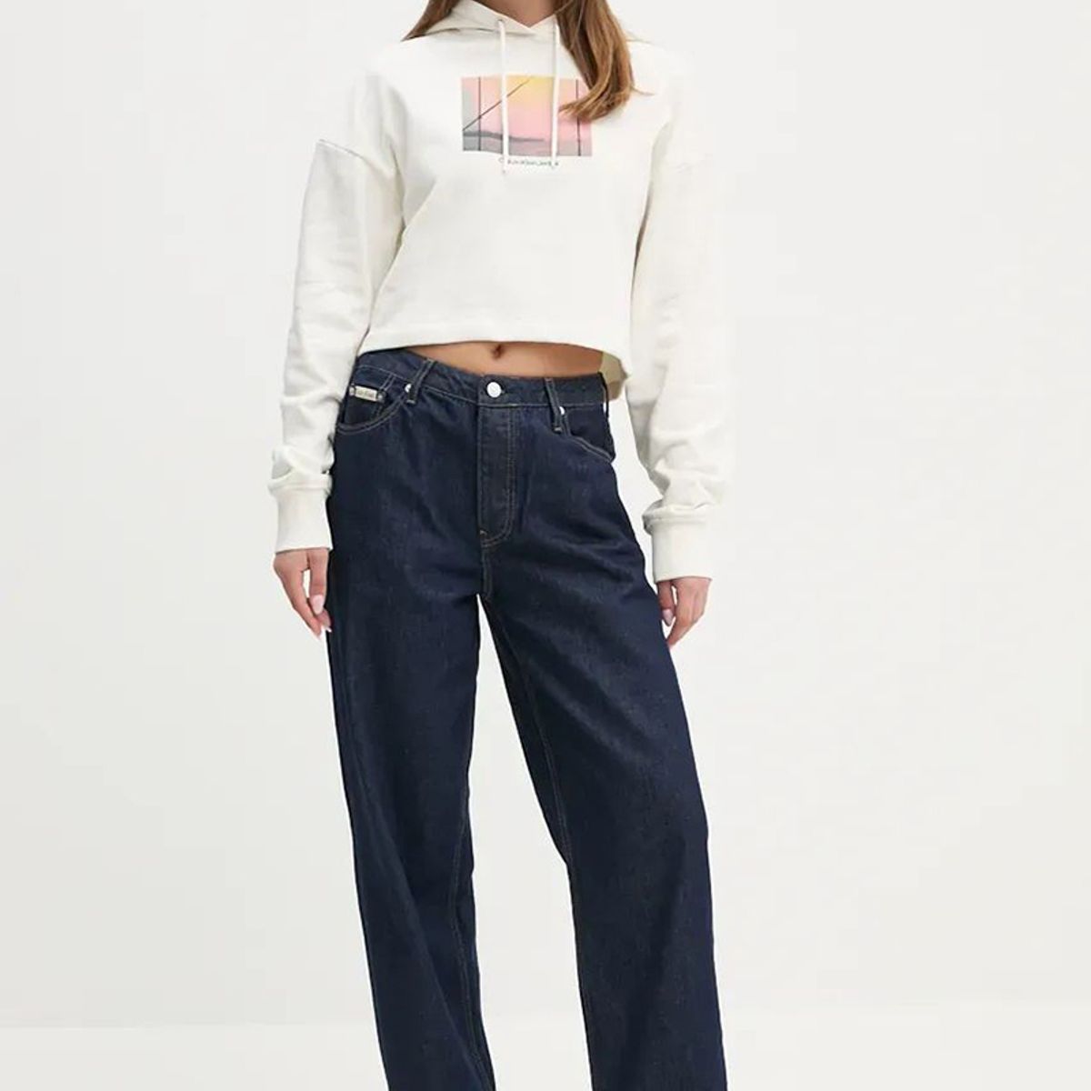 CALVIN KLEIN - Polerón con Gorro Photo Graphic Blanco Calvin Klein