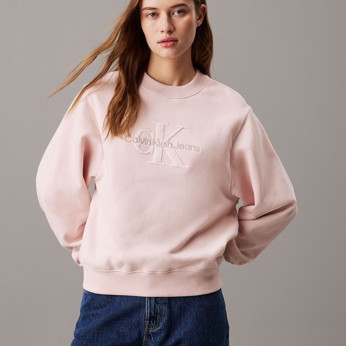 CALVIN KLEIN - Polerón Chenille Monologo Rosado Calvin Klein