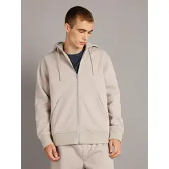 CALVIN KLEIN - Polerón con Gorro Logo Tape Beige PCF