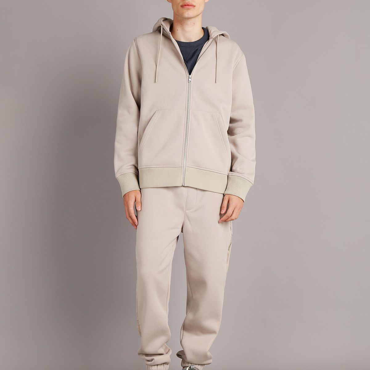 CALVIN KLEIN - Polerón con Gorro Logo Tape Beige Calvin Klein PCF