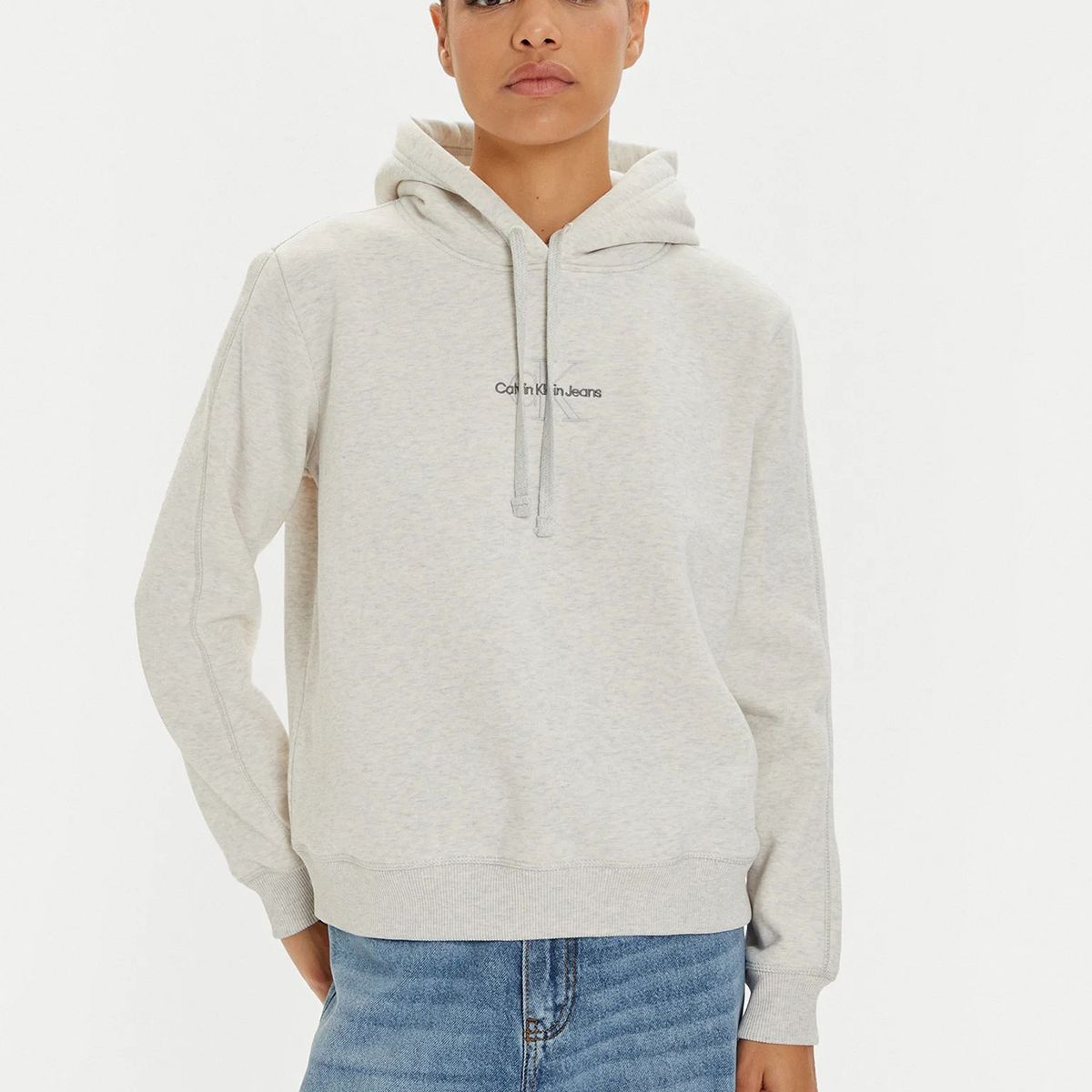 CALVIN KLEIN - Polerón con Gorro Monologo Gris Calvin Klein