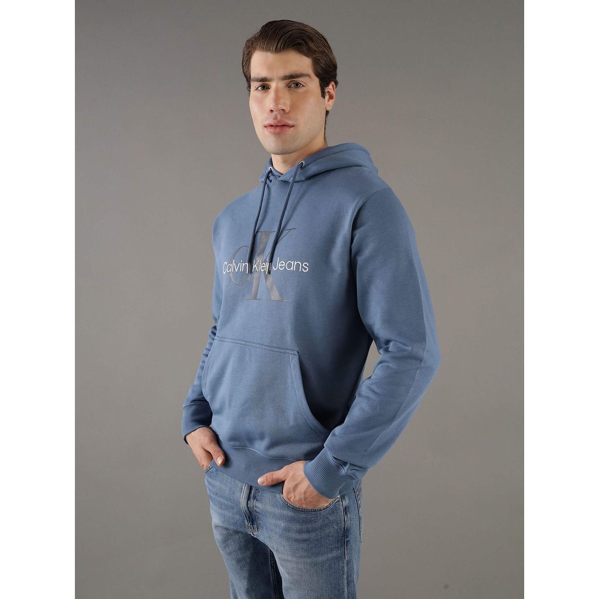 CALVIN KLEIN - Polerón con Gorro Seasonal Monologo Azul Calvin Klein