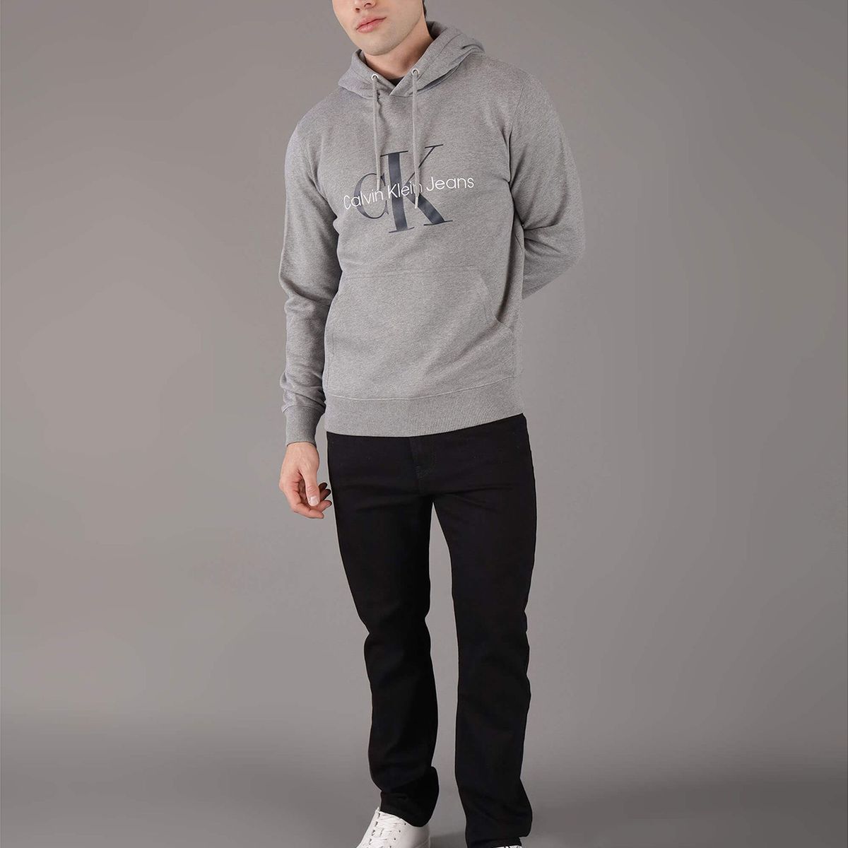 CALVIN KLEIN - Polerón con Gorro Seasonal Monologo Gris Calvin Klein