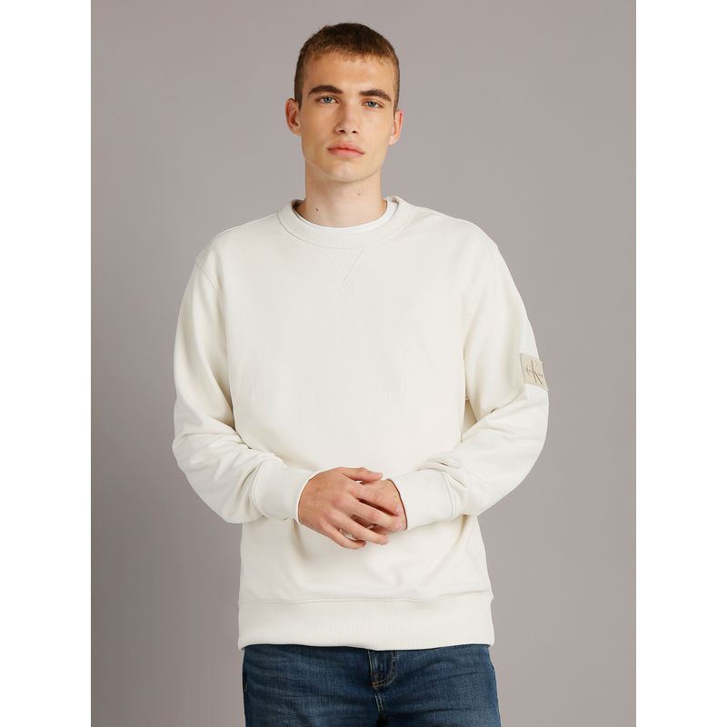 CALVIN KLEIN - Polerón Badge Crew Neck Crema Calvin Klein
