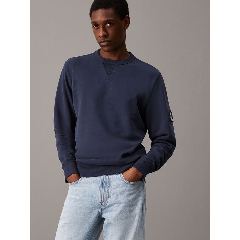 CALVIN KLEIN - Polerón Badge Crew Neck Azul Calvin Klein