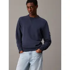 CALVIN KLEIN - Polerón Badge Crew Neck Azul