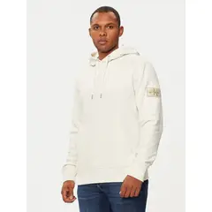 CALVIN KLEIN - Polerón con Gorro Badge Blanco