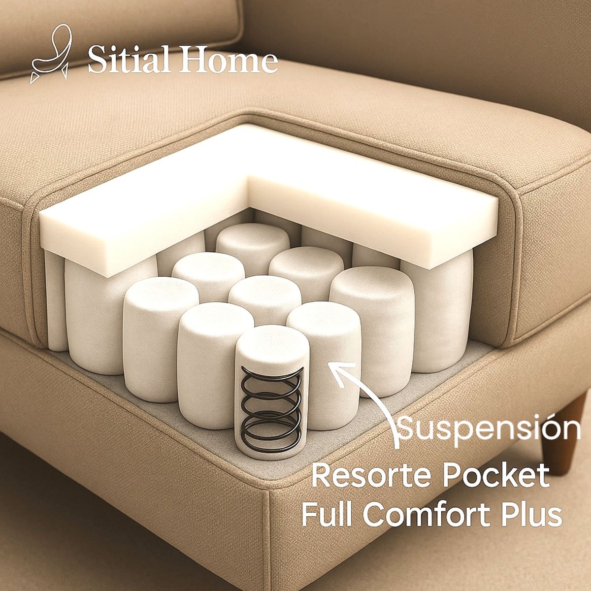 SITIAL HOME - Seccional Estambul Beige claro tecnologia resortes Full comfort plus