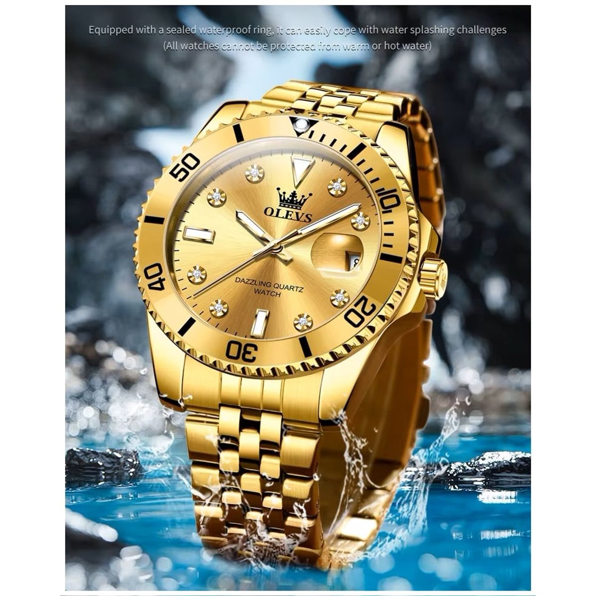 STARTECHOFFICE - Reloj Dorado para Hombre con Estilo Deportivo y Elegancia Clásica