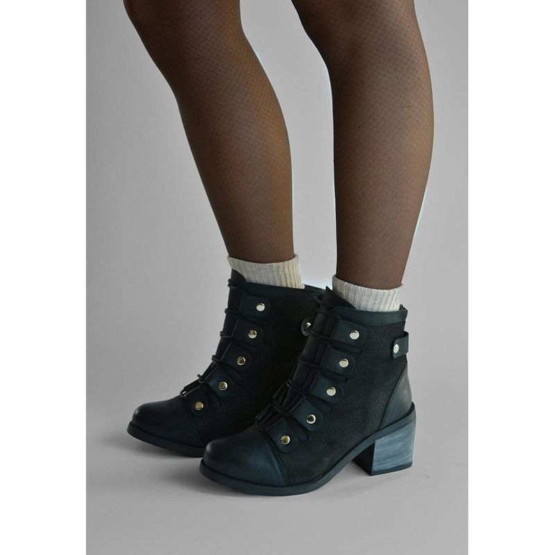 GIANI DAFIRENZE - Botin Mujer De Cuero Ati Negro C18