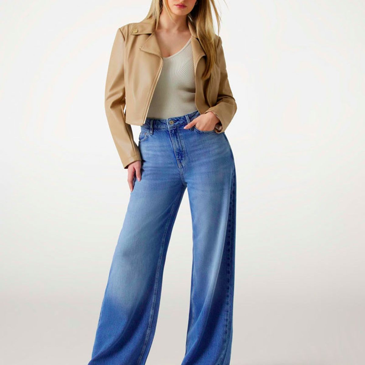 GUESS - Chaqueta Clemence Pu Leather Jacket Café Claro Guess