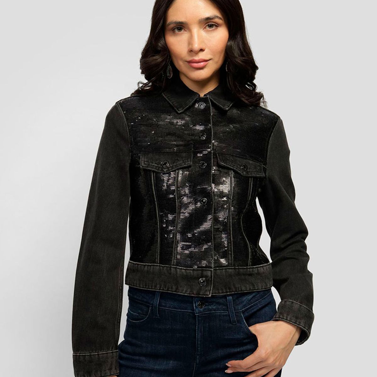 GUESS - Chaqueta Clara Trucker Jacket Negro Guess