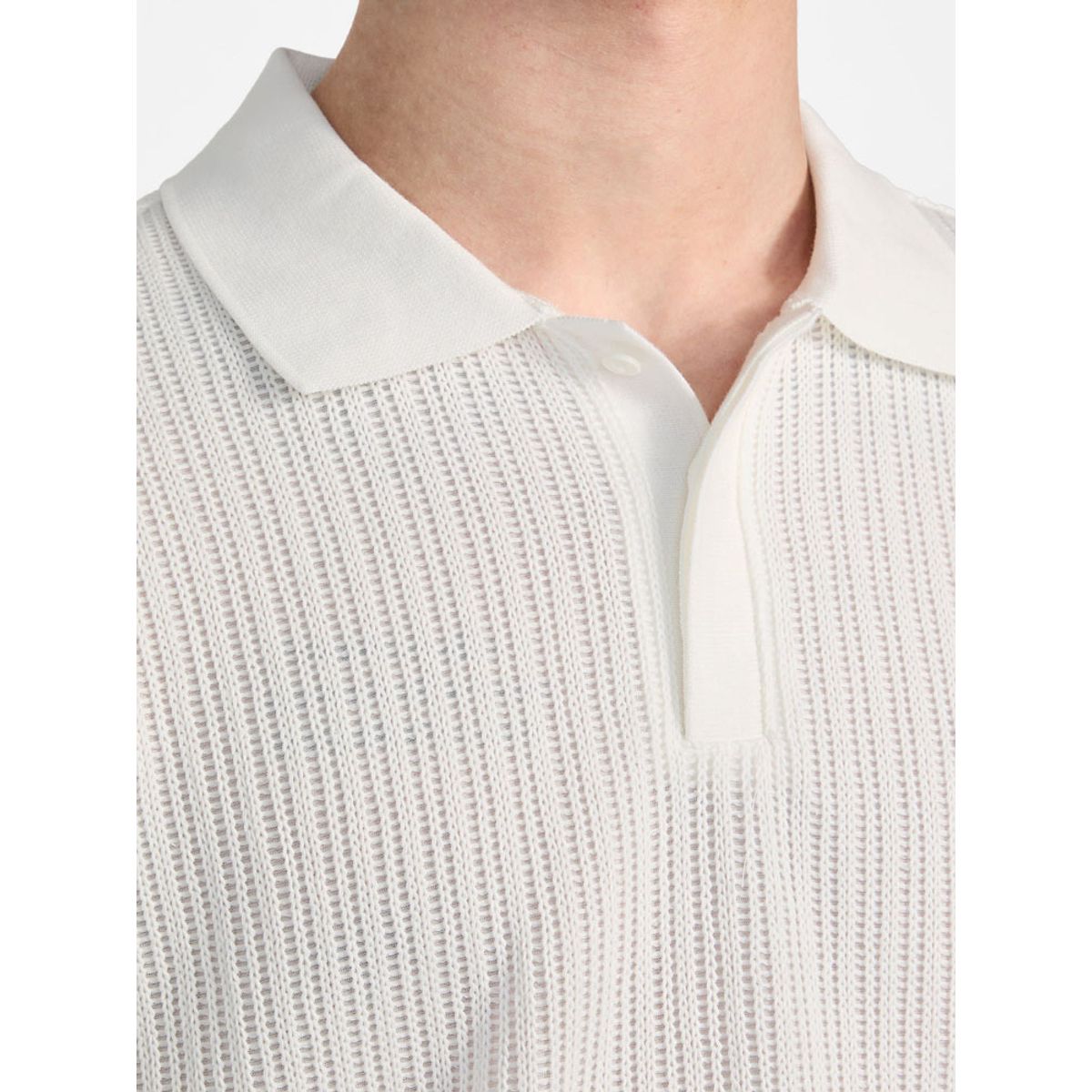 GUESS - Polera Ss Dario Knit Textured Polo Blanco Guess