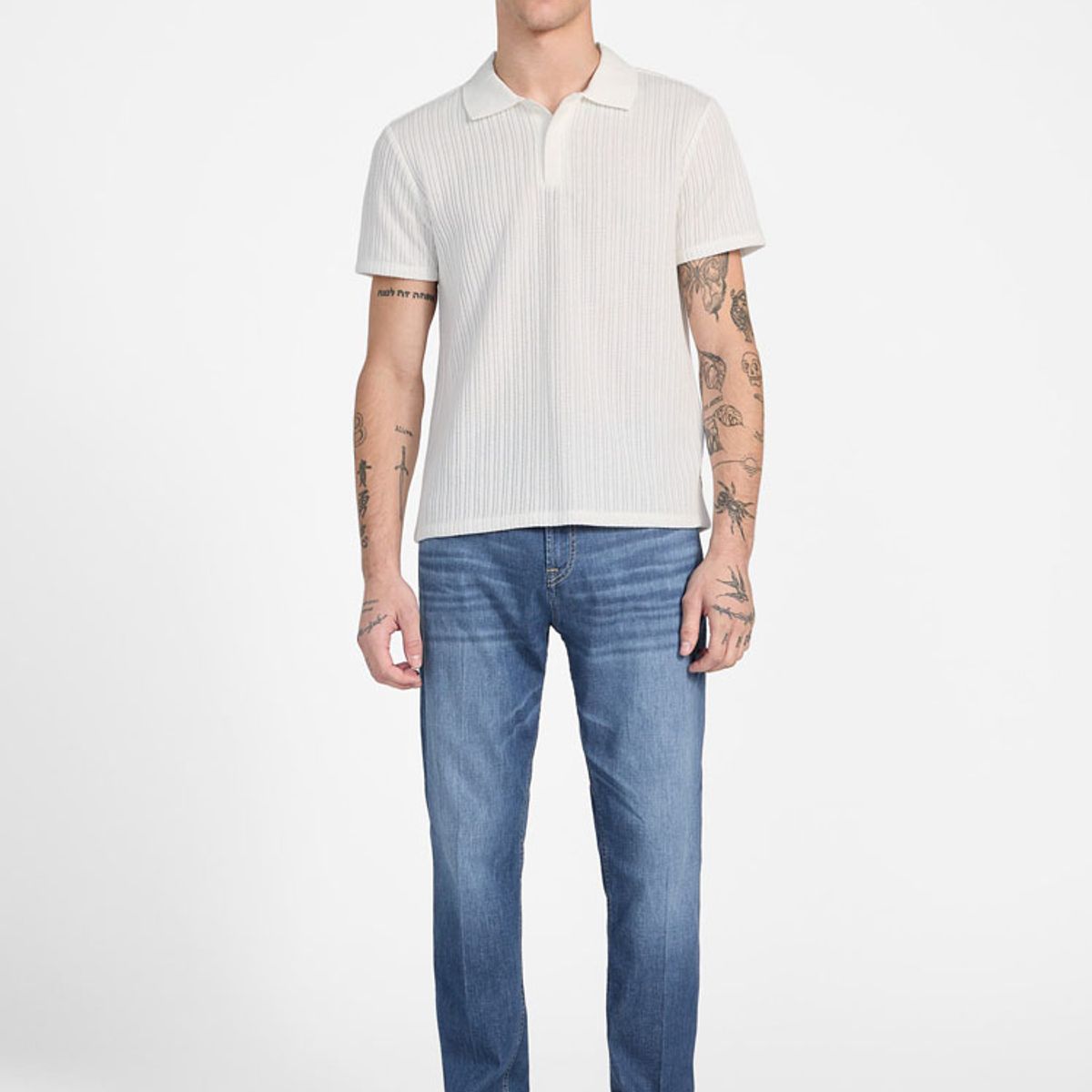 GUESS - Polera Ss Dario Knit Textured Polo Blanco Guess