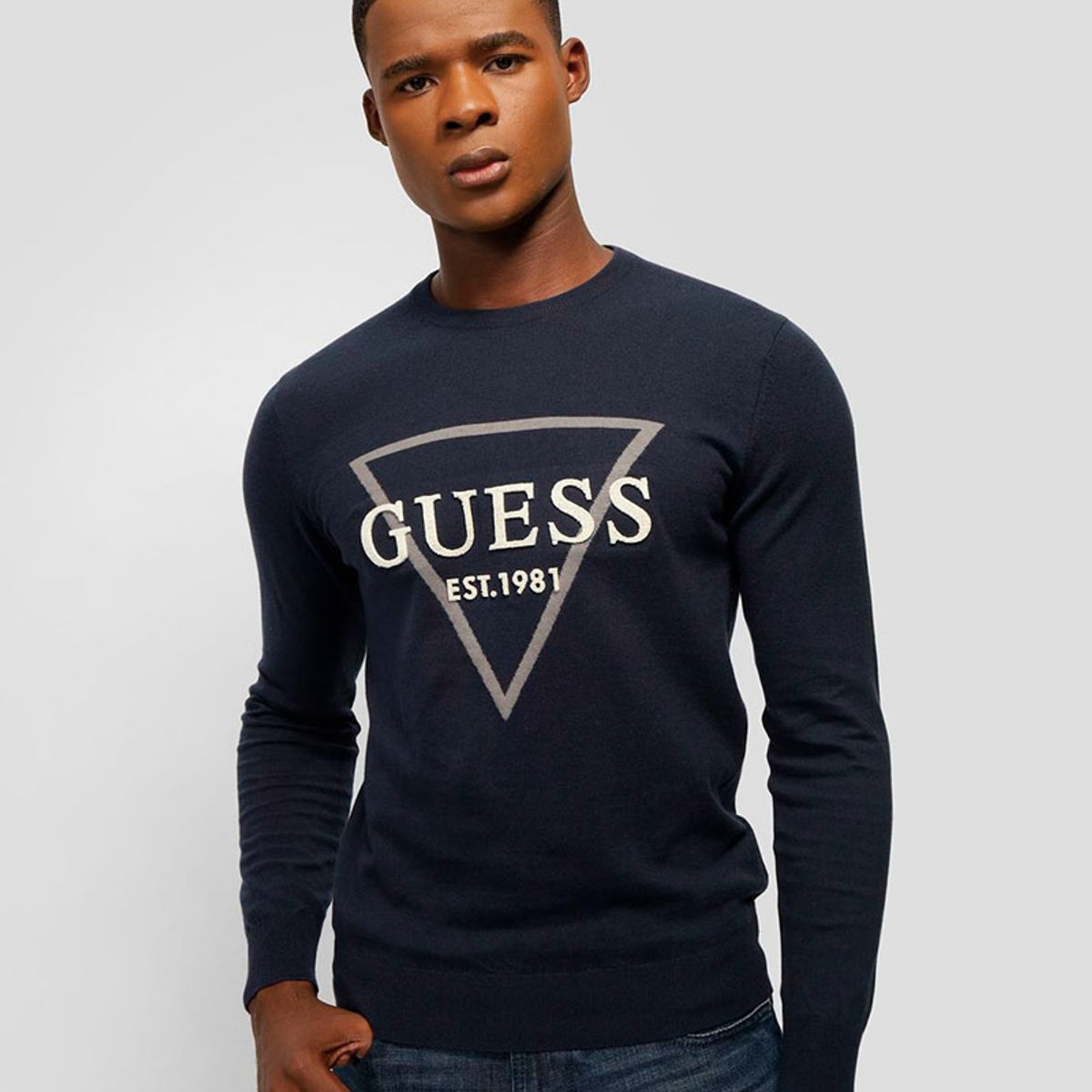 GUESS - Sweater Fabian Vn Logo Swtr Azul Guess