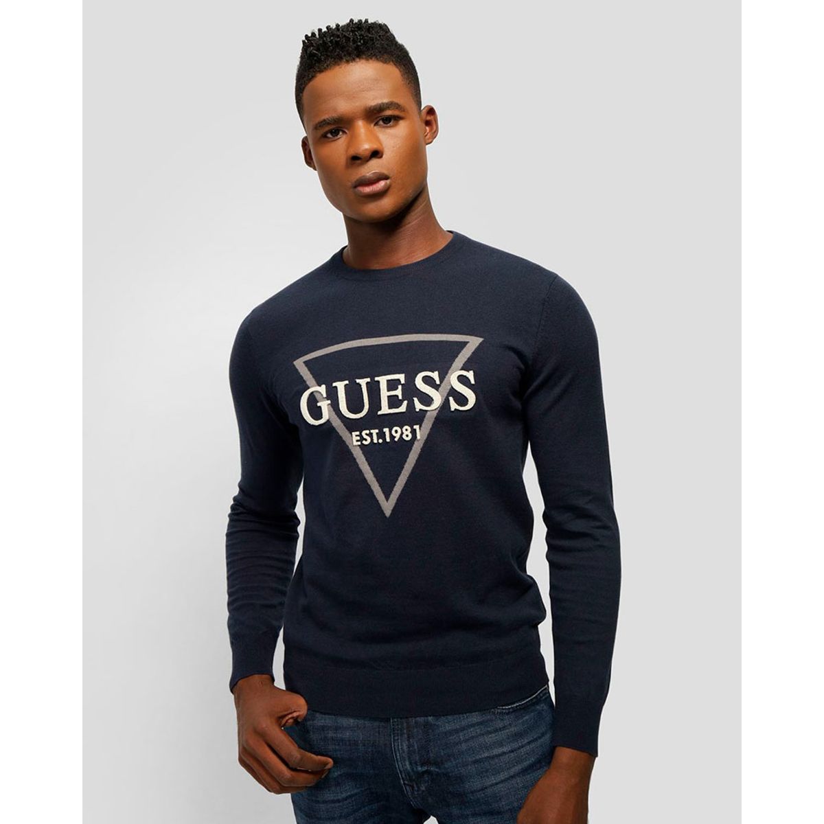 GUESS - Sweater Fabian Vn Logo Swtr Azul Guess
