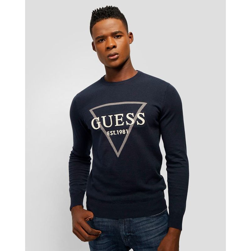 GUESS - Sweater Fabian Vn Logo Swtr Azul Guess